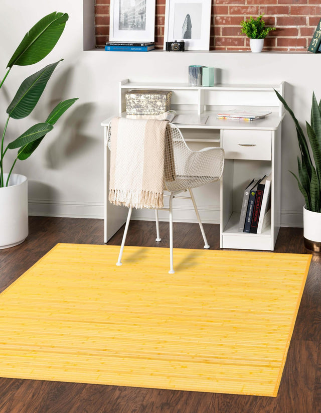 Yellow 7' 10 x 7' 10 Bamboo Square Area Rug 100% Natural Bamboo Eco-Friendly Affordable & Durable Unique Carpet Mat Living Dining Room Bedroom Office Meditation Room for Sale at Rug Engine