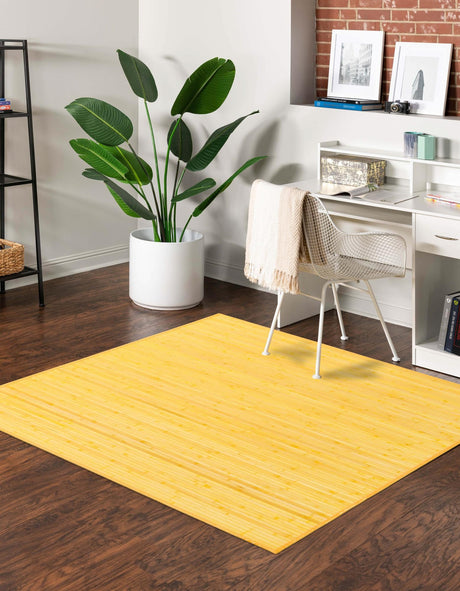 Yellow 7' 10 x 7' 10 Bamboo Square Area Rug 100% Natural Bamboo Eco-Friendly Affordable & Durable Unique Carpet Mat Living Dining Room Bedroom Office Meditation Room for Sale at Rug Engine