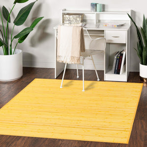Yellow 7' 10 x 7' 10 Bamboo Square Area Rug 100% Natural Bamboo Eco-Friendly Affordable & Durable Unique Carpet Mat Living Dining Room Bedroom Office Meditation Room for Sale at Rug Engine