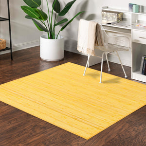 Yellow 7' 10 x 7' 10 Bamboo Square Area Rug 100% Natural Bamboo Eco-Friendly Affordable & Durable Unique Carpet Mat Living Dining Room Bedroom Office Meditation Room for Sale at Rug Engine