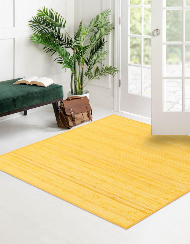 Yellow 7' 10 x 7' 10 Bamboo Square Area Rug 100% Natural Bamboo Eco-Friendly Affordable & Durable Unique Carpet Mat Living Dining Room Bedroom Office Meditation Room for Sale at Rug Engine