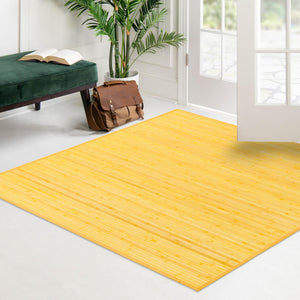 Yellow 7' 10 x 7' 10 Bamboo Square Area Rug 100% Natural Bamboo Eco-Friendly Affordable & Durable Unique Carpet Mat Living Dining Room Bedroom Office Meditation Room for Sale at Rug Engine
