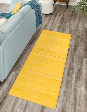 Yellow 2' x 8' Bamboo Runner Area Rug 100% Natural Bamboo Eco-Friendly Affordable & Durable Unique Carpet Mat Living Dining Room Bedroom Office Meditation Room for Sale at Rug Engine