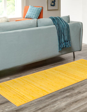 Yellow 2' x 8' Bamboo Runner Area Rug 100% Natural Bamboo Eco-Friendly Affordable & Durable Unique Carpet Mat Living Dining Room Bedroom Office Meditation Room for Sale at Rug Engine