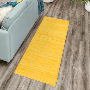 Yellow 2' x 8' Bamboo Runner Area Rug 100% Natural Bamboo Eco-Friendly Affordable & Durable Unique Carpet Mat Living Dining Room Bedroom Office Meditation Room for Sale at Rug Engine