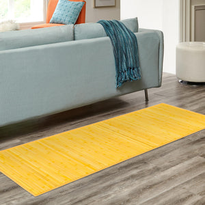 Yellow 2' x 8' Bamboo Runner Area Rug 100% Natural Bamboo Eco-Friendly Affordable & Durable Unique Carpet Mat Living Dining Room Bedroom Office Meditation Room for Sale at Rug Engine