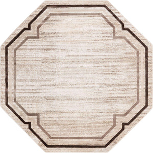 Brown 7' x 7' Oasis Octagon Area Rug 65% Polypropylene & 35% Polyester Contemporary Carpet for Living Rooms, Bedroom, Kitchen, Dining, Office for Sale at Rug Engine