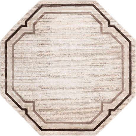 Brown 7' x 7' Oasis Octagon Area Rug 65% Polypropylene & 35% Polyester Contemporary Carpet for Living Rooms, Bedroom, Kitchen, Dining, Office for Sale at Rug Engine