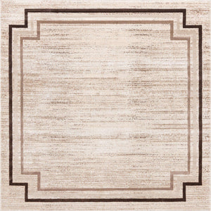 Brown 7' x 7' Oasis Square Area Rug 65% Polypropylene & 35% Polyester Contemporary Carpet for Living Rooms, Bedroom, Kitchen, Dining, Office for Sale at Rug Engine