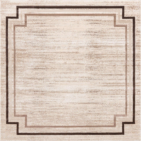 Brown 7' x 7' Oasis Square Area Rug 65% Polypropylene & 35% Polyester Contemporary Carpet for Living Rooms, Bedroom, Kitchen, Dining, Office for Sale at Rug Engine