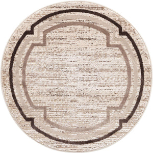 Brown 3' x 3' Oasis Round Area Rug 65% Polypropylene & 35% Polyester Contemporary Carpet for Living Rooms, Bedroom, Kitchen, Dining, Office for Sale at Rug Engine