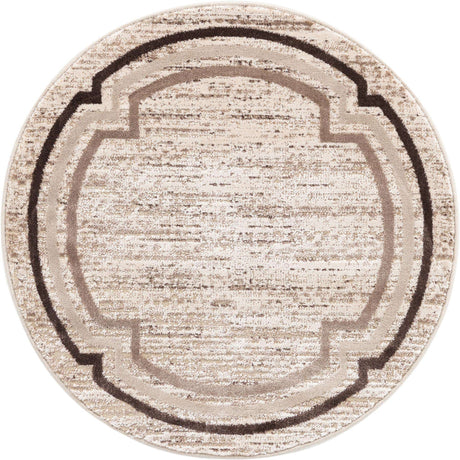 Brown 3' x 3' Oasis Round Area Rug 65% Polypropylene & 35% Polyester Contemporary Carpet for Living Rooms, Bedroom, Kitchen, Dining, Office for Sale at Rug Engine
