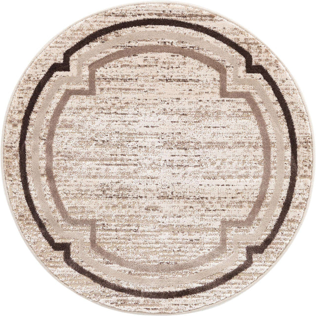 Brown 3' x 3' Oasis Round Area Rug 65% Polypropylene & 35% Polyester Contemporary Carpet for Living Rooms, Bedroom, Kitchen, Dining, Office for Sale at Rug Engine