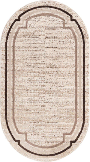 Brown 3' x 5' 3 Oasis Oval Area Rug 65% Polypropylene & 35% Polyester Contemporary Carpet for Living Rooms, Bedroom, Kitchen, Dining, Office for Sale at Rug Engine