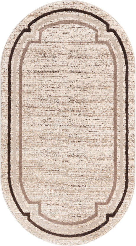 Brown 3' x 5' 3 Oasis Oval Area Rug 65% Polypropylene & 35% Polyester Contemporary Carpet for Living Rooms, Bedroom, Kitchen, Dining, Office for Sale at Rug Engine