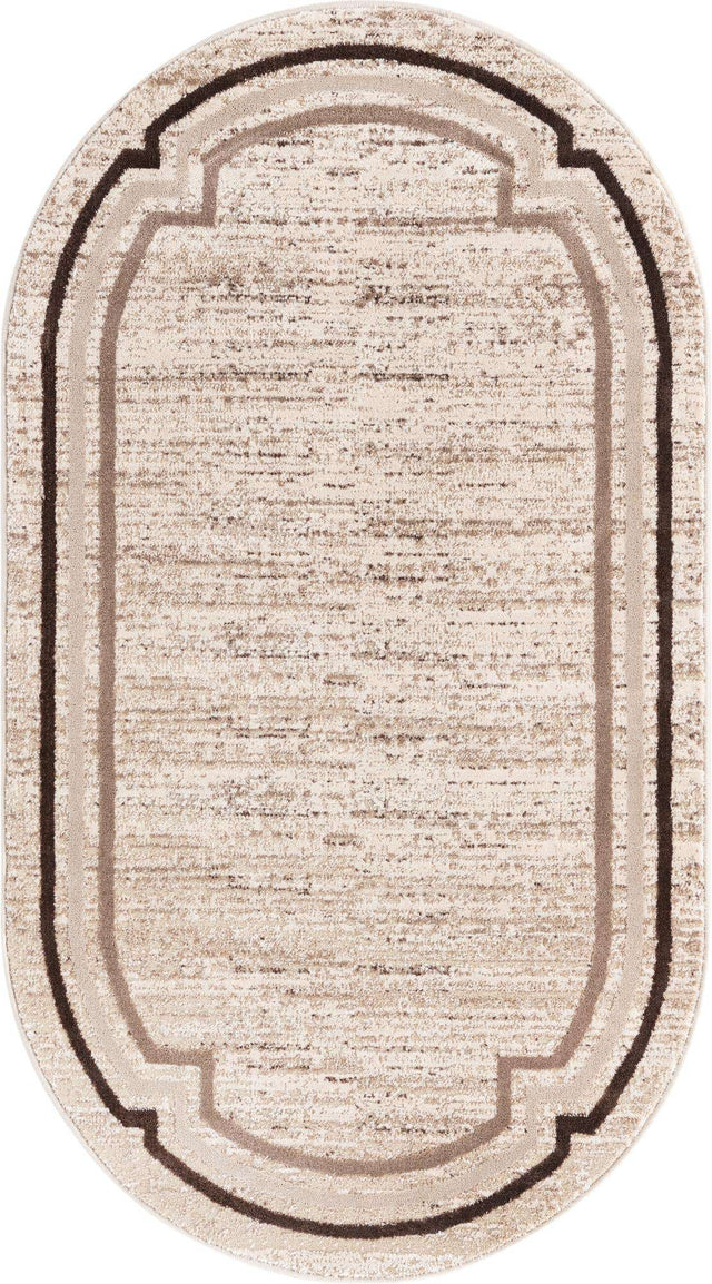 Brown 3' x 5' 3 Oasis Oval Area Rug 65% Polypropylene & 35% Polyester Contemporary Carpet for Living Rooms, Bedroom, Kitchen, Dining, Office for Sale at Rug Engine
