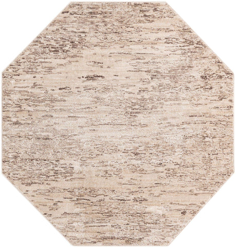 Brown 7' x 7' Oasis Octagon Area Rug 65% Polypropylene & 35% Polyester Contemporary Carpet for Living Rooms, Bedroom, Kitchen, Dining, Office for Sale at Rug Engine