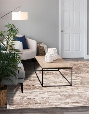 Brown 7' x 7' Oasis Square Area Rug 65% Polypropylene & 35% Polyester Contemporary Carpet for Living Rooms, Bedroom, Kitchen, Dining, Office for Sale at Rug Engine