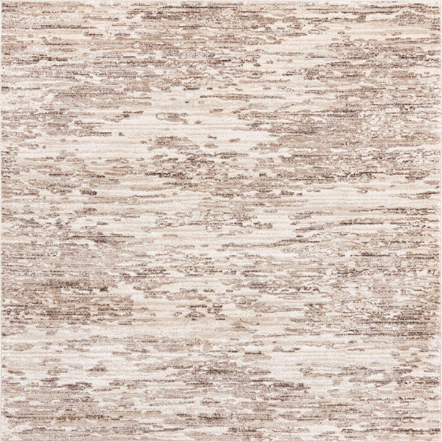Brown 7' x 7' Oasis Square Area Rug 65% Polypropylene & 35% Polyester Contemporary Carpet for Living Rooms, Bedroom, Kitchen, Dining, Office for Sale at Rug Engine
