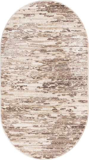 Brown 3' x 5' 3 Oasis Oval Area Rug 65% Polypropylene & 35% Polyester Contemporary Carpet for Living Rooms, Bedroom, Kitchen, Dining, Office for Sale at Rug Engine