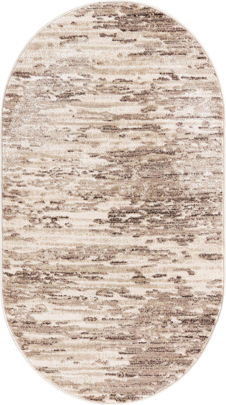 Brown 3' x 5' 3 Oasis Oval Area Rug 65% Polypropylene & 35% Polyester Contemporary Carpet for Living Rooms, Bedroom, Kitchen, Dining, Office for Sale at Rug Engine