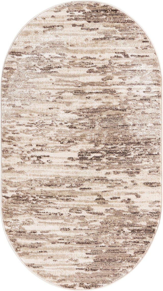 Brown 3' x 5' 3 Oasis Oval Area Rug 65% Polypropylene & 35% Polyester Contemporary Carpet for Living Rooms, Bedroom, Kitchen, Dining, Office for Sale at Rug Engine