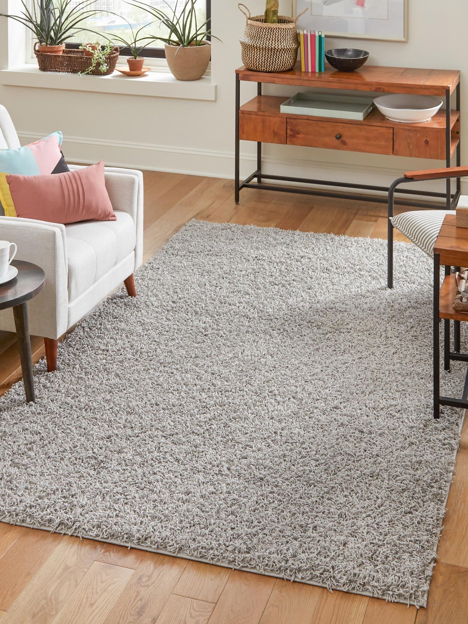 Cloud Gray 2' 2 x 3' Comfort Solid Shag Rectangle Area Rug Thick Soft Touch Fluffy & Plush Shaggy Pile 100% Polypropylene for Living Room, Office, Bedroom for Sale at Rug Engine