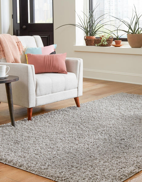 Cloud Gray 2' 2 x 3' Comfort Solid Shag Rectangle Area Rug Thick Soft Touch Fluffy & Plush Shaggy Pile 100% Polypropylene for Living Room, Office, Bedroom for Sale at Rug Engine