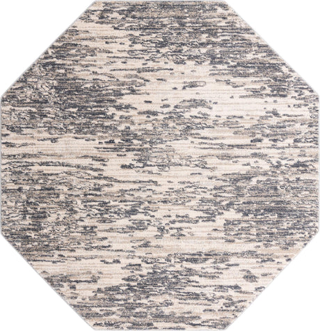 Gray 7' x 7' Oasis Octagon Area Rug 65% Polypropylene & 35% Polyester Contemporary Carpet for Living Rooms, Bedroom, Kitchen, Dining, Office for Sale at Rug Engine