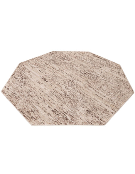 Gray 7' x 7' Oasis Octagon Area Rug 65% Polypropylene & 35% Polyester Contemporary Carpet for Living Rooms, Bedroom, Kitchen, Dining, Office for Sale at Rug Engine