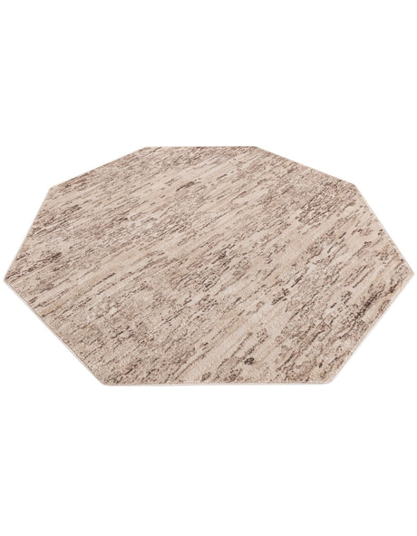Gray 7' x 7' Oasis Octagon Area Rug 65% Polypropylene & 35% Polyester Contemporary Carpet for Living Rooms, Bedroom, Kitchen, Dining, Office for Sale at Rug Engine
