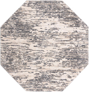 Gray 7' x 7' Oasis Octagon Area Rug 65% Polypropylene & 35% Polyester Contemporary Carpet for Living Rooms, Bedroom, Kitchen, Dining, Office for Sale at Rug Engine