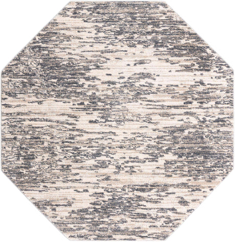 Gray 7' x 7' Oasis Octagon Area Rug 65% Polypropylene & 35% Polyester Contemporary Carpet for Living Rooms, Bedroom, Kitchen, Dining, Office for Sale at Rug Engine