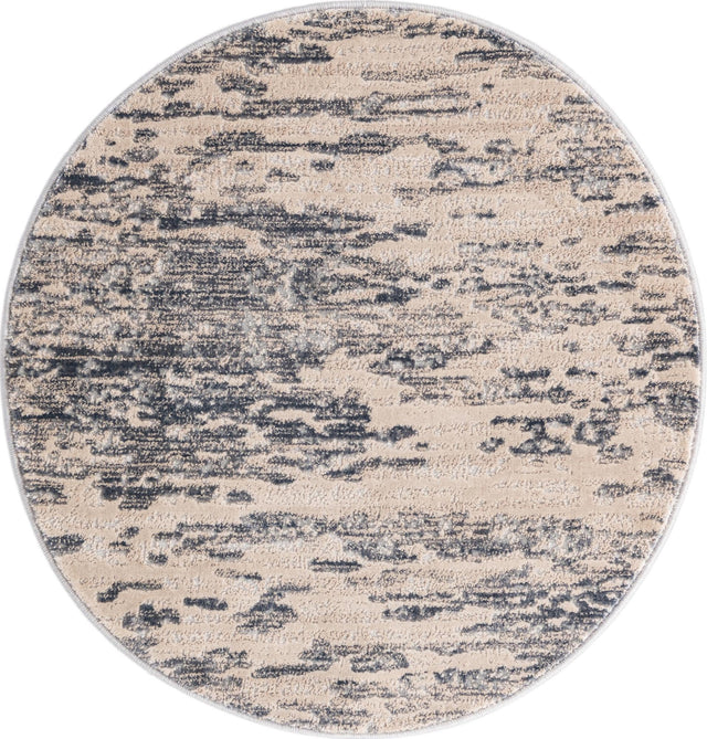 Gray 3' x 3' Oasis Round Area Rug 65% Polypropylene & 35% Polyester Contemporary Carpet for Living Rooms, Bedroom, Kitchen, Dining, Office for Sale at Rug Engine