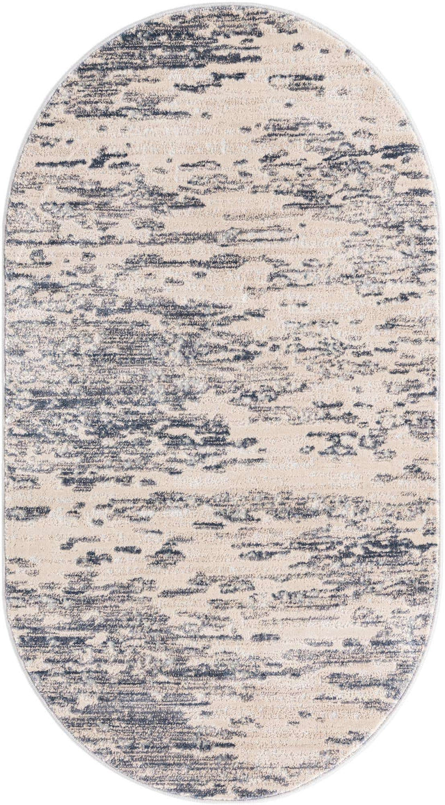 Gray 3' x 5' 3 Oasis Oval Area Rug 65% Polypropylene & 35% Polyester Contemporary Carpet for Living Rooms, Bedroom, Kitchen, Dining, Office for Sale at Rug Engine