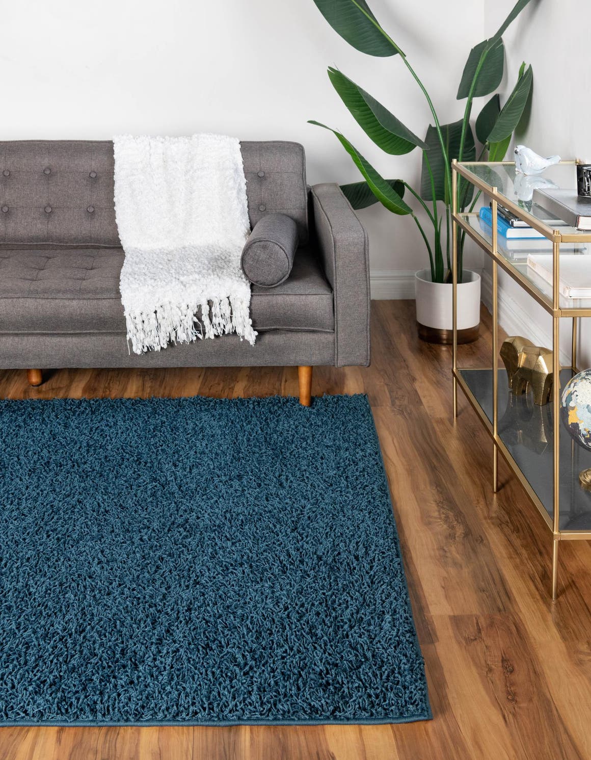 Sapphire Blue 9' x 12' Comfort Solid Shag Rectangle Area Rug Thick Soft Touch Fluffy & Plush Shaggy Pile 100% Polypropylene for Living Room, Office, Bedroom for Sale at Rug Engine