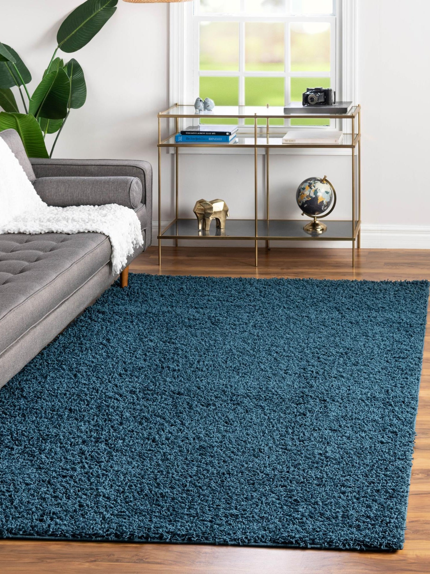 Sapphire Blue 3' 3 x 5' 3 Comfort Solid Shag Rectangle Area Rug Thick Soft Touch Fluffy & Plush Shaggy Pile 100% Polypropylene for Living Room, Office, Bedroom for Sale at Rug Engine