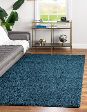 Sapphire Blue 9' x 12' Comfort Solid Shag Rectangle Area Rug Thick Soft Touch Fluffy & Plush Shaggy Pile 100% Polypropylene for Living Room, Office, Bedroom for Sale at Rug Engine