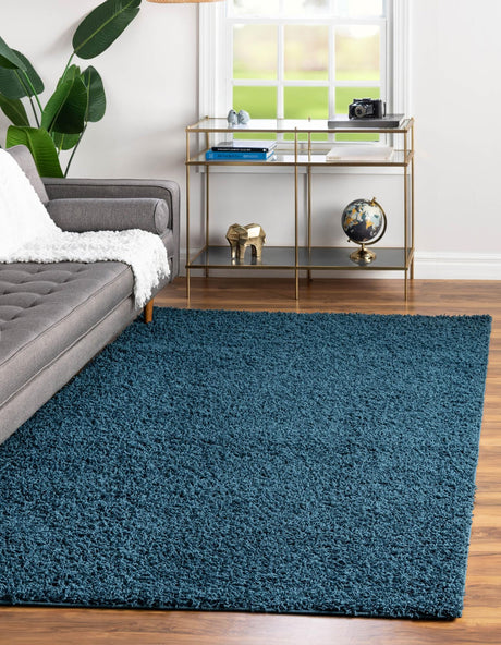 Sapphire Blue 9' x 12' Comfort Solid Shag Rectangle Area Rug Thick Soft Touch Fluffy & Plush Shaggy Pile 100% Polypropylene for Living Room, Office, Bedroom for Sale at Rug Engine