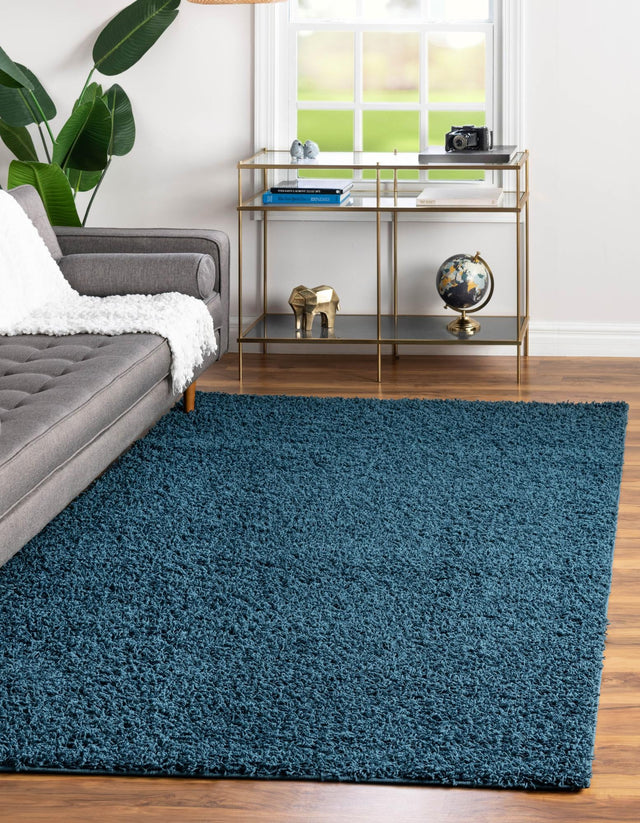 Sapphire Blue 9' x 12' Comfort Solid Shag Rectangle Area Rug Thick Soft Touch Fluffy & Plush Shaggy Pile 100% Polypropylene for Living Room, Office, Bedroom for Sale at Rug Engine