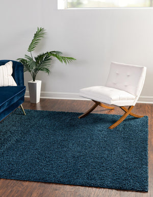 Sapphire Blue 7' x 7' Comfort Solid Shag Square Area Rug Thick Soft Touch Fluffy & Plush Shaggy Pile 100% Polypropylene for Living Room, Office, Bedroom for Sale at Rug Engine