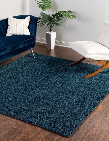 Sapphire Blue 7' x 7' Comfort Solid Shag Square Area Rug Thick Soft Touch Fluffy & Plush Shaggy Pile 100% Polypropylene for Living Room, Office, Bedroom for Sale at Rug Engine