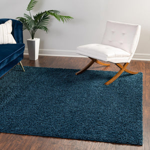 Sapphire Blue 7' x 7' Comfort Solid Shag Square Area Rug Thick Soft Touch Fluffy & Plush Shaggy Pile 100% Polypropylene for Living Room, Office, Bedroom for Sale at Rug Engine