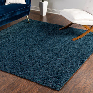 Sapphire Blue 7' x 7' Comfort Solid Shag Square Area Rug Thick Soft Touch Fluffy & Plush Shaggy Pile 100% Polypropylene for Living Room, Office, Bedroom for Sale at Rug Engine