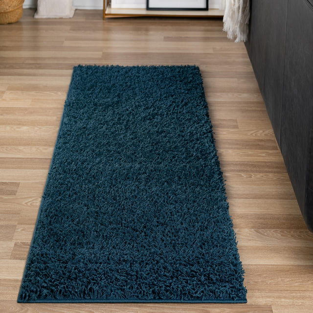 Sapphire Blue 2' 6 x 16' 5 Comfort Solid Shag Runner Area Rug Thick Soft Touch Fluffy & Plush Shaggy Pile 100% Polypropylene for Living Room, Office, Bedroom for Sale at Rug Engine