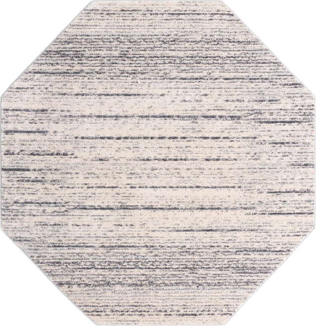 Cream 7' x 7' Oasis Octagon Area Rug 65% Polypropylene & 35% Polyester Contemporary Carpet for Living Rooms, Bedroom, Kitchen, Dining, Office for Sale at Rug Engine