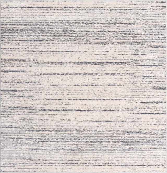 Cream 7' x 7' Oasis Square Area Rug 65% Polypropylene & 35% Polyester Contemporary Carpet for Living Rooms, Bedroom, Kitchen, Dining, Office for Sale at Rug Engine