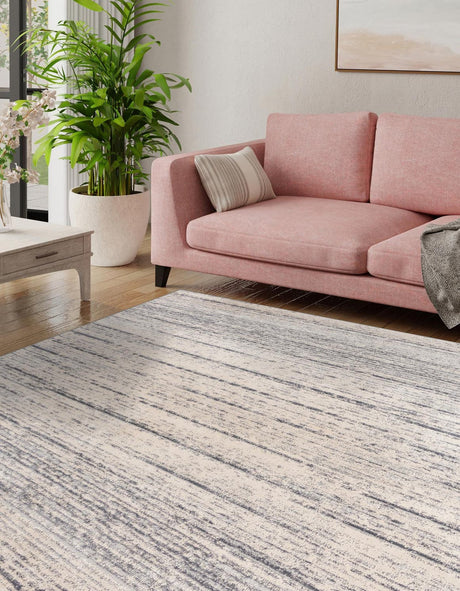 Cream 7' x 7' Oasis Square Area Rug 65% Polypropylene & 35% Polyester Contemporary Carpet for Living Rooms, Bedroom, Kitchen, Dining, Office for Sale at Rug Engine