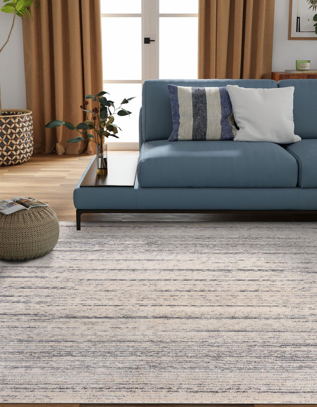 Cream 7' x 7' Oasis Square Area Rug 65% Polypropylene & 35% Polyester Contemporary Carpet for Living Rooms, Bedroom, Kitchen, Dining, Office for Sale at Rug Engine