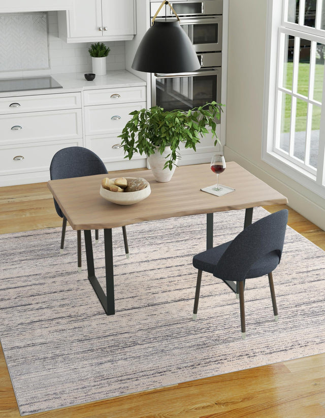 Cream 7' x 7' Oasis Square Area Rug 65% Polypropylene & 35% Polyester Contemporary Carpet for Living Rooms, Bedroom, Kitchen, Dining, Office for Sale at Rug Engine